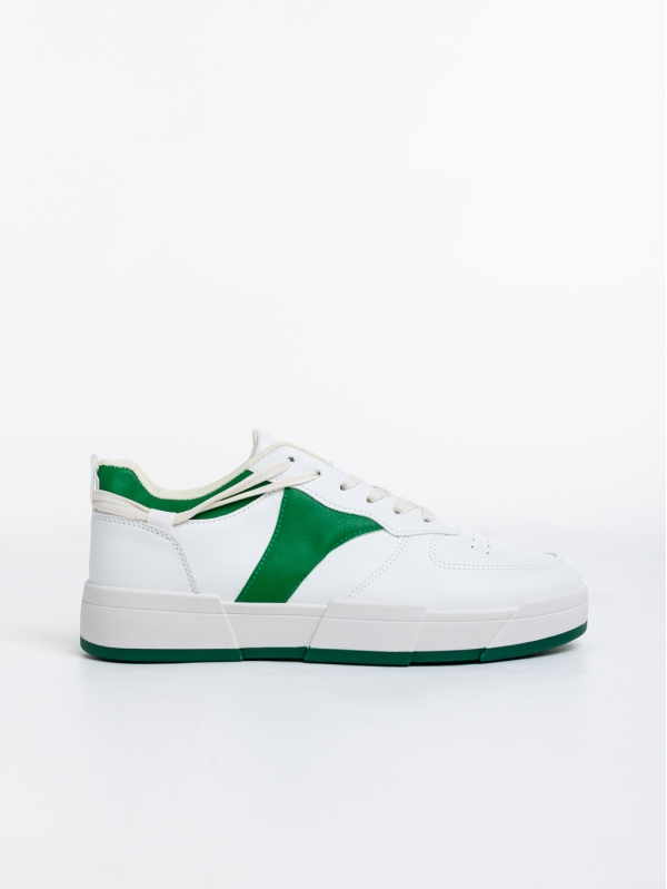 Verdell fehér és zöld férfi sport cipő ökológiai bőrből, 3 - Kalapod.hu