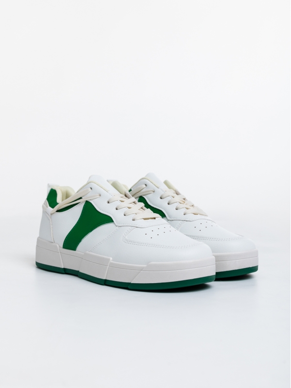 Verdell fehér és zöld férfi sport cipő ökológiai bőrből, 2 - Kalapod.hu