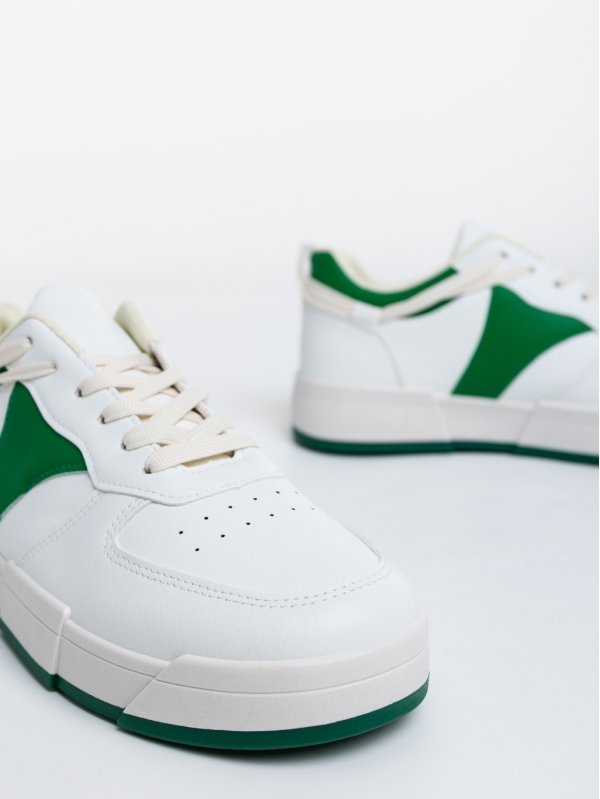 Verdell fehér és zöld férfi sport cipő ökológiai bőrből, 4 - Kalapod.hu