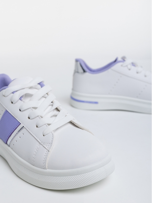 Ermelinda fehér és lila női sport cipő ökológiai bőrből, 6 - Kalapod.hu