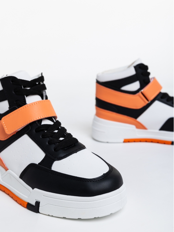 Madyson fekete és narancssárga női sport cipő ökológiai bőrből, 6 - Kalapod.hu