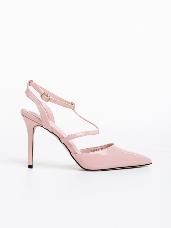 Laelia világos rózsaszín, női magassarkú cipő, lakkozott ökológiai bőrből, 5 - Kalapod.hu