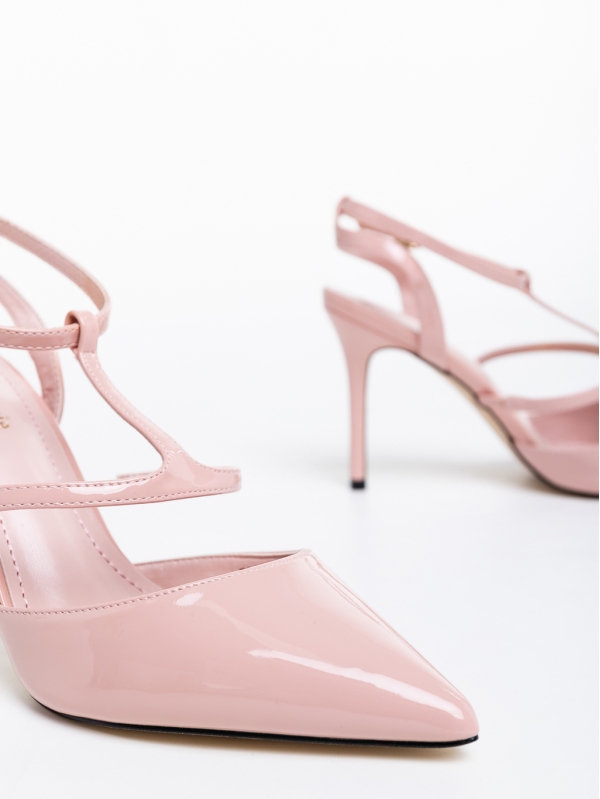 Laelia világos rózsaszín, női magassarkú cipő, lakkozott ökológiai bőrből, 6 - Kalapod.hu