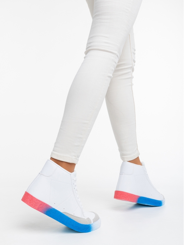 Kianna fehér és kék, női sport cipő,  ökológiai bőrből, 3 - Kalapod.hu