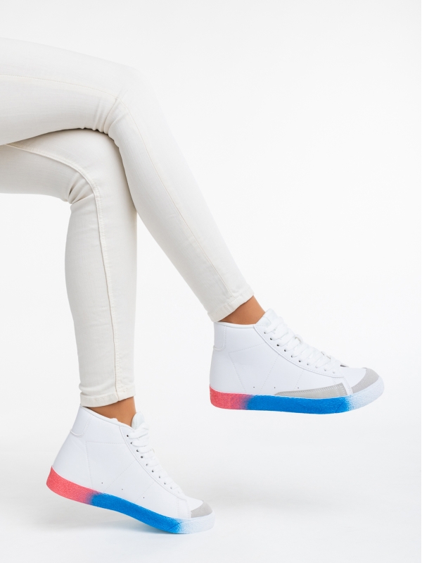 Kianna fehér és kék, női sport cipő,  ökológiai bőrből, 4 - Kalapod.hu