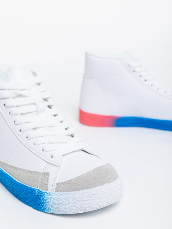 Kianna fehér és kék, női sport cipő,  ökológiai bőrből, 6 - Kalapod.hu