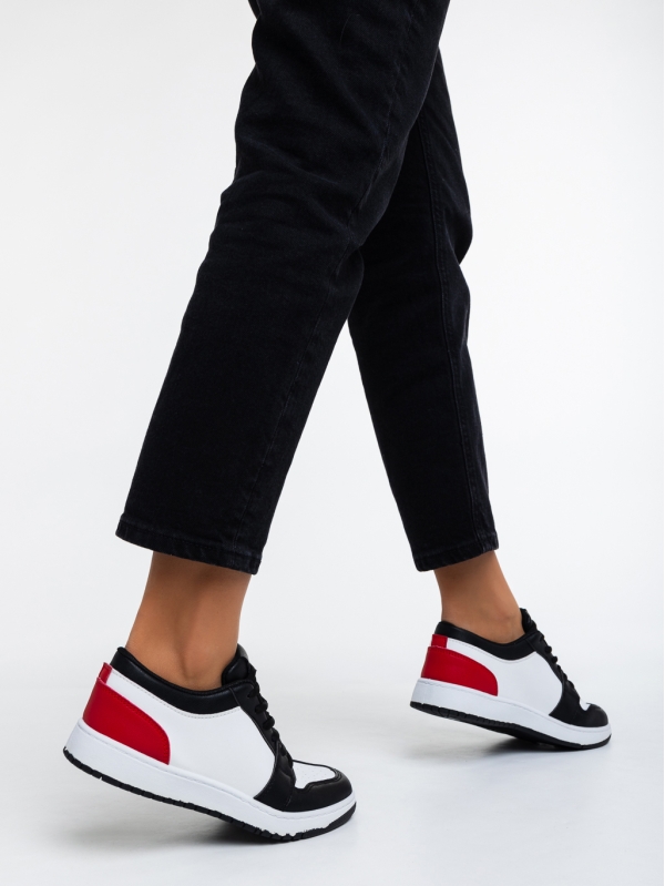 Tatyanna fekete és piros, női sport cipő,  ökológiai bőrből, 3 - Kalapod.hu