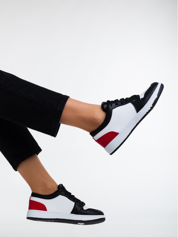Tatyanna fekete és piros, női sport cipő,  ökológiai bőrből, 4 - Kalapod.hu