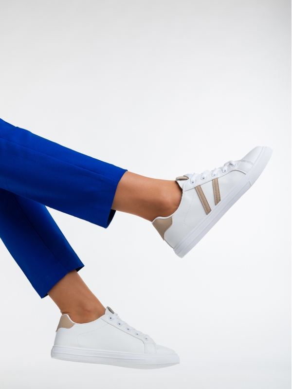Virva fehér és bézs női sport cipő ökológiai bőrből - Kalapod.hu