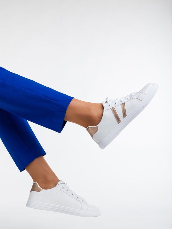 Virva fehér és pezsgőszínű női sport cipő ökológiai bőrből - Kalapod.hu