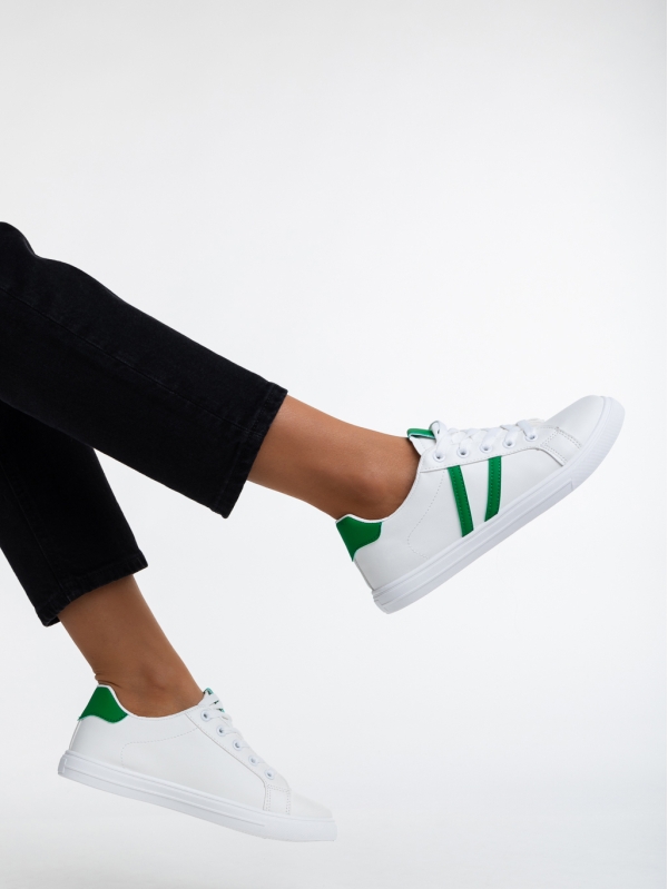 Virva fehér és zöld női sport cipő ökológiai bőrből, 2 - Kalapod.hu
