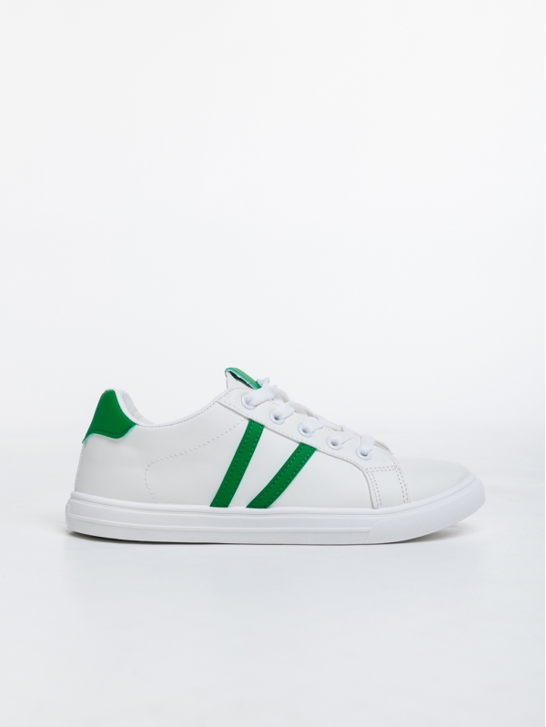 Virva fehér és zöld női sport cipő ökológiai bőrből, 5 - Kalapod.hu