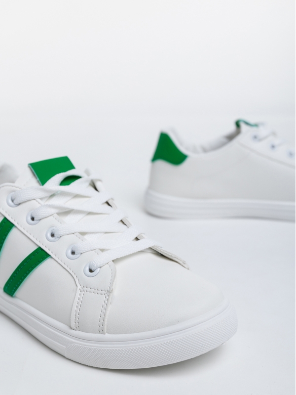 Virva fehér és zöld női sport cipő ökológiai bőrből, 6 - Kalapod.hu