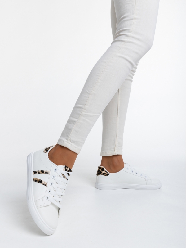 Virva fehér és leopárd mintás női sport cipő ökológiai bőrből - Kalapod.hu
