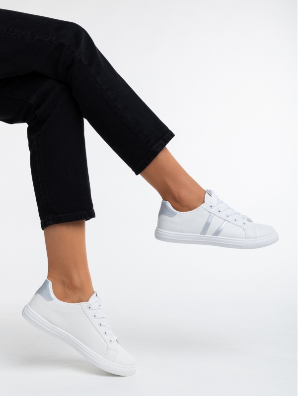 Virva fehér és ezüstszínű női sport cipő ökológiai bőrből - Kalapod.hu