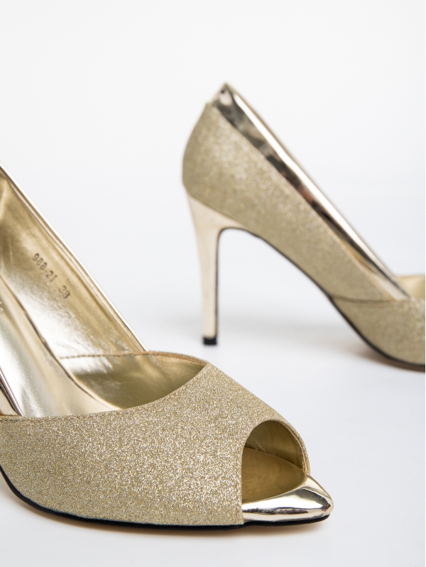Adrasteia aranyszínű, női cipő, textil anyagból, 6 - Kalapod.hu