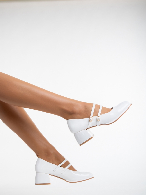 Christelle fehér női magassarkú cipő lakkozott ökológiai bőrből, 4 - Kalapod.hu