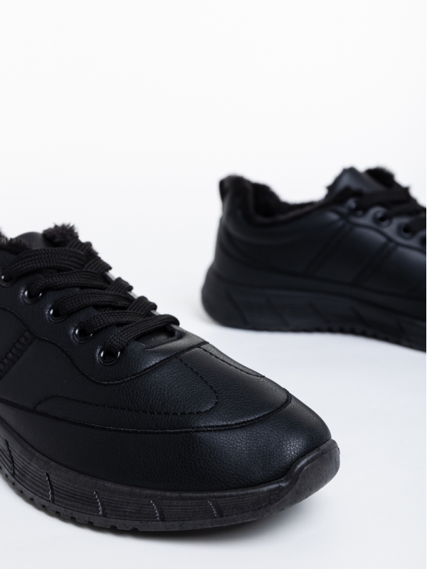 Preston fekete, férfi sport cipő, ökológiai bőrből, 4 - Kalapod.hu