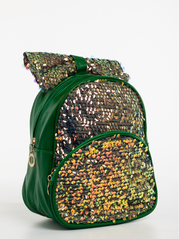 Fairy zöld gyerek hátizsák textil anyagból és ökológiai bőrből, 2 - Kalapod.hu