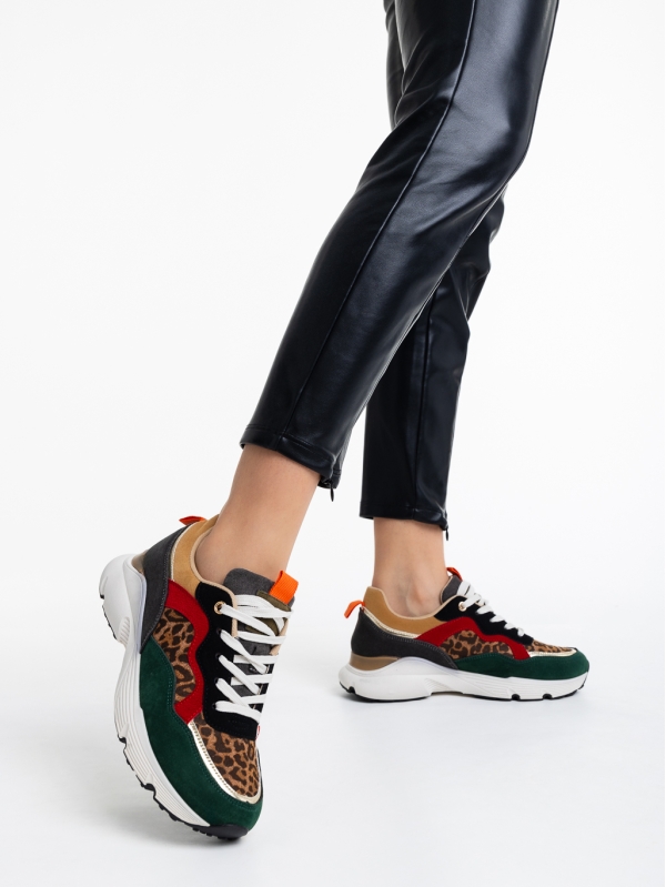 Doireann leopárd mintás, női sport cipő, textil anyagból, 2 - Kalapod.hu