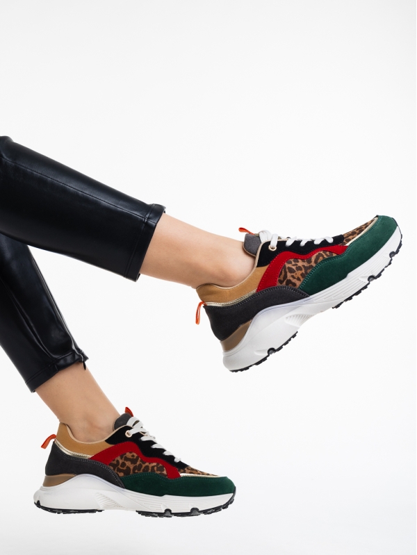Doireann leopárd mintás, női sport cipő, textil anyagból, 3 - Kalapod.hu