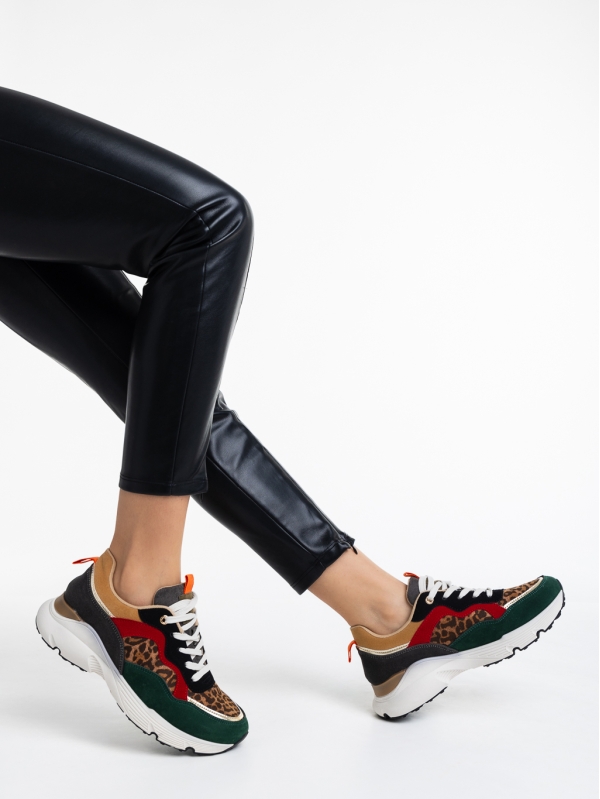Doireann leopárd mintás, női sport cipő, textil anyagból, 4 - Kalapod.hu