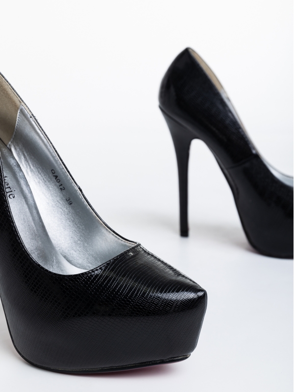 Fedelma fekete, női magassarkú cipő, lakkozott ökológiai bőrből, 6 - Kalapod.hu