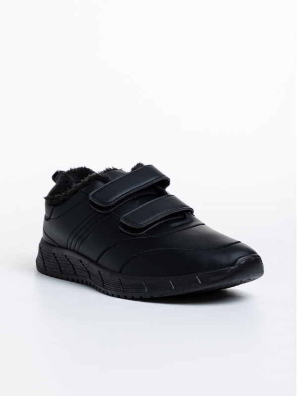 Triton fekete, férfi sport cipő, ökológiai bőrből, 2 - Kalapod.hu