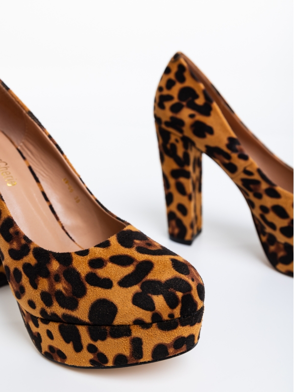 Delmara leopárd mintás, női cipő, textil anyagból, 7 - Kalapod.hu