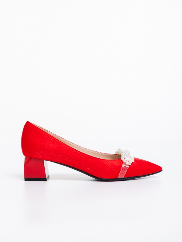 Maricela piros női cipő textil anyagból, 5 - Kalapod.hu