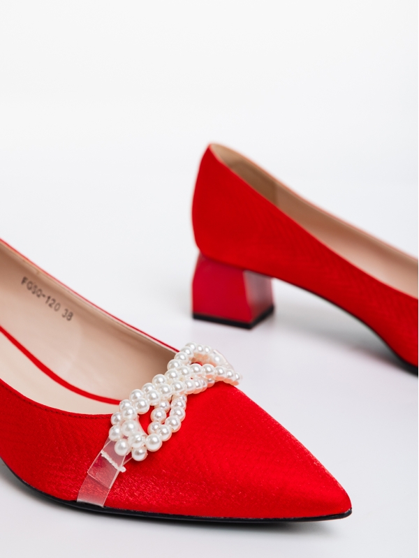 Maricela piros női cipő textil anyagból, 6 - Kalapod.hu