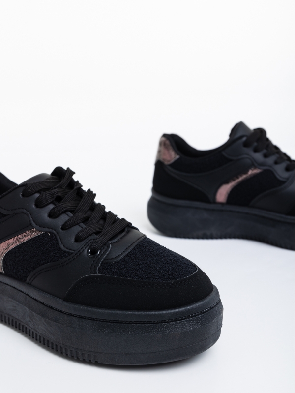 Geena fekete női sport cipő ökológiai bőrből és textil anyagból, 6 - Kalapod.hu