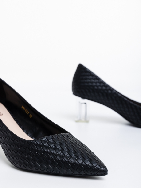 Novyanna fekete, női magassarkú cipő, ökológiai bőrből, 6 - Kalapod.hu