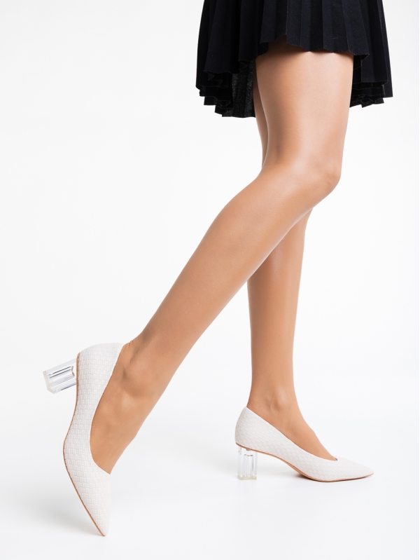 Novyanna fehér, női magassarkú cipő, ökológiai bőrből - Kalapod.hu