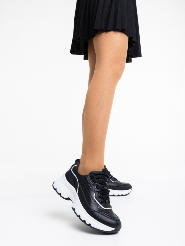 Madra fekete, női sport cipő,  ökológiai bőrből, 2 - Kalapod.hu