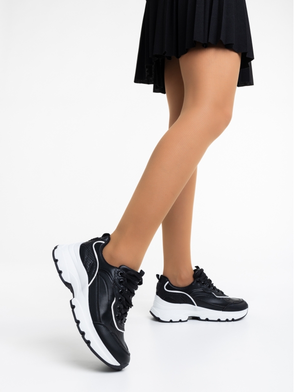 Madra fekete, női sport cipő,  ökológiai bőrből, 3 - Kalapod.hu