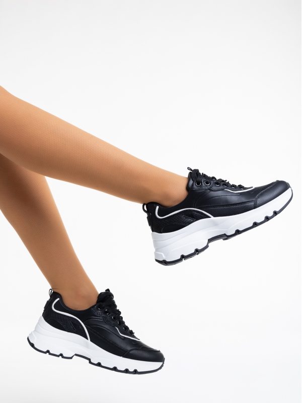 Madra fekete, női sport cipő,  ökológiai bőrből, 4 - Kalapod.hu