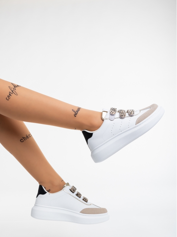 Tikva fehér női sport cipő ökológiai bőrből, 4 - Kalapod.hu