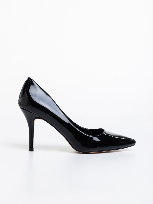 Aidia fekete, női magassarkú cipő, lakkozott ökológiai bőrből, 7 - Kalapod.hu