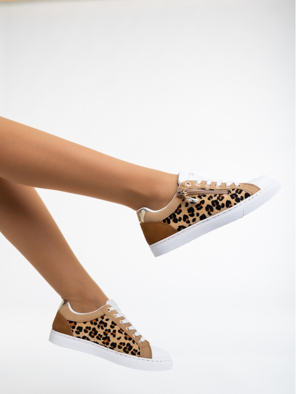 Kevia leopárd mintás női sport cipő ökológiai bőrből és textil anyagból, 4 - Kalapod.hu