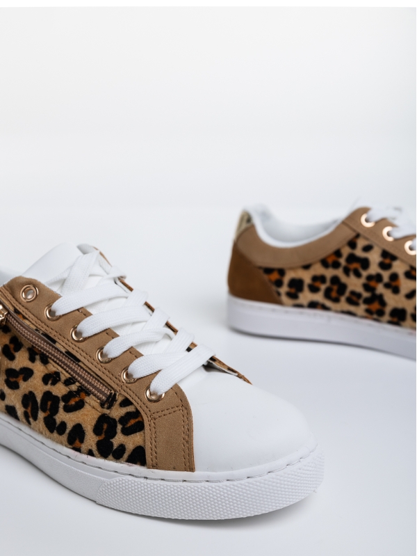 Kevia leopárd mintás női sport cipő ökológiai bőrből és textil anyagból, 6 - Kalapod.hu