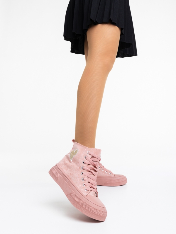 Elva rózsaszín női tornacipő textil anyagból, 2 - Kalapod.hu