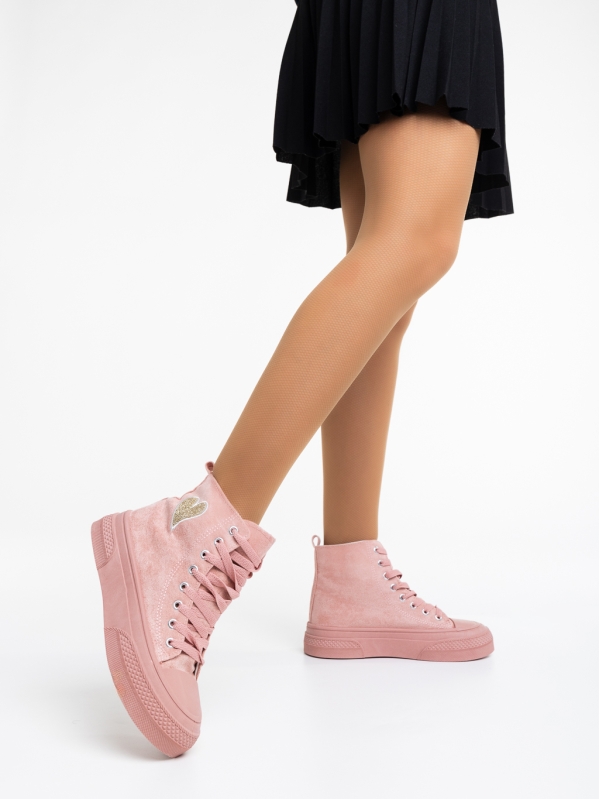 Elva rózsaszín női tornacipő textil anyagból, 3 - Kalapod.hu
