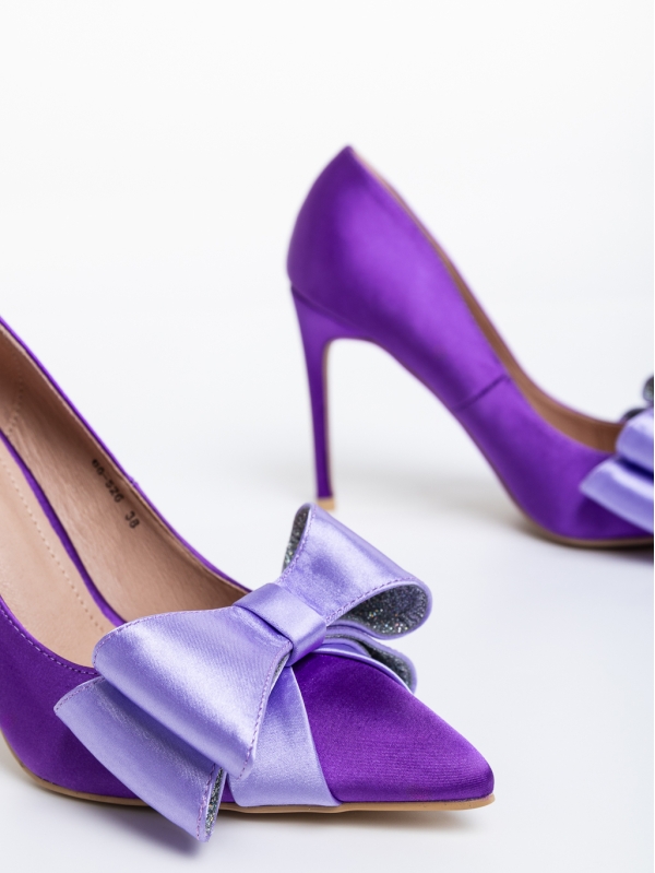 Secilia lila, magassarkú cipő, textil anyagból, 7 - Kalapod.hu