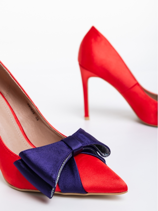 Secilia piros, magassarkú cipő, textil anyagból, 6 - Kalapod.hu