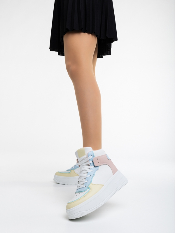 Naila rózsaszínű és kék , női sport cipő, ökológiai bőrből, 2 - Kalapod.hu