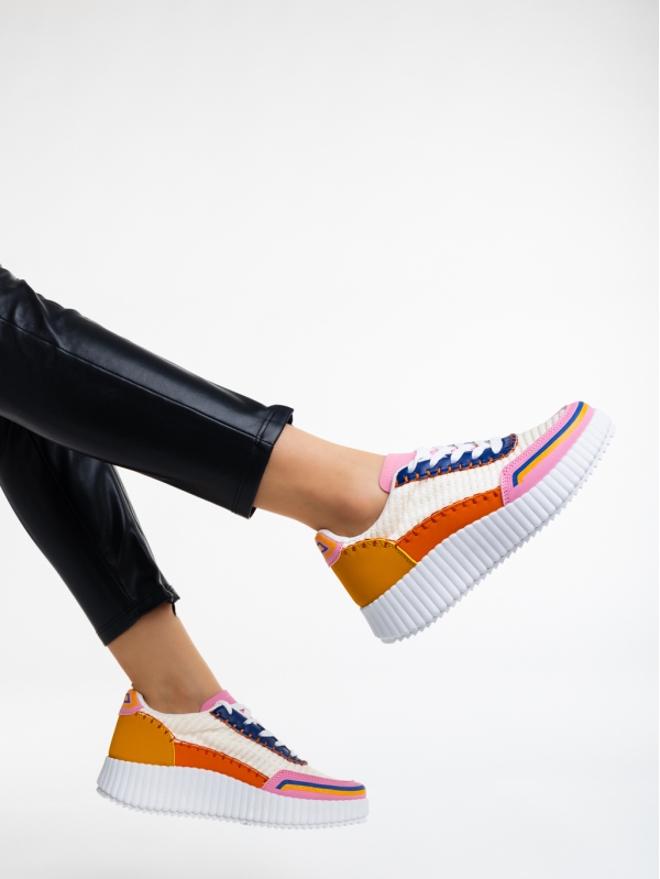 Jenessa narancssárga, női sport cipő,  textil anyagból, 3 - Kalapod.hu
