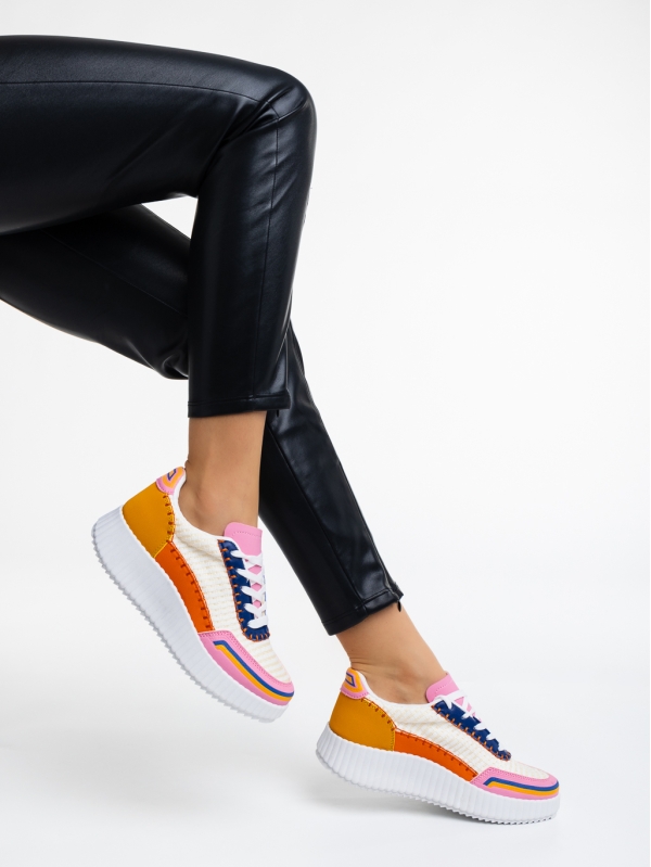 Jenessa narancssárga, női sport cipő,  textil anyagból, 4 - Kalapod.hu