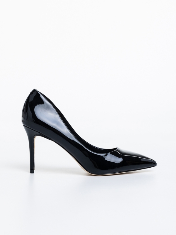 Sanchia fekete, női magassarkú cipő, lakkozott ökológiai bőrből, 5 - Kalapod.hu