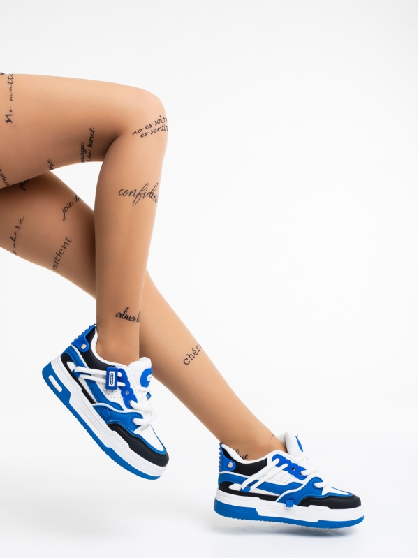 Cammie fehér és kék női sport cipő ökológiai bőrből, 4 - Kalapod.hu